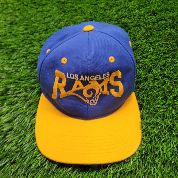 LA Rams Snapback Hat Flat Brim Retro Style Football Cap Blue Yellow - Picture 1 of 7